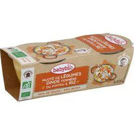 BABYBIO Bols légumes dinde riz bio dès 8 mois 2x200g