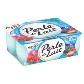 YOPLAIT, PERLE DE LAIT Yaourt fruits rouges framboise brassé 4x125g