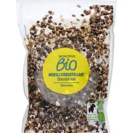 MONOPRIX BIO Muesli croustillant chocolat noir bio 375g