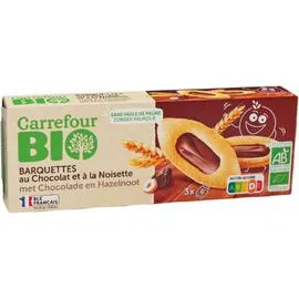 CARREFOUR BIO Biscuits bio barquettes chocolat noisette 120g