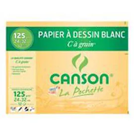 CANSON Pochette dessin 24x32 12 feuilles dessin blanc l'unité