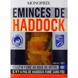 MONOPRIX Émincés de Haddock fumé au bois de hêtre 100g