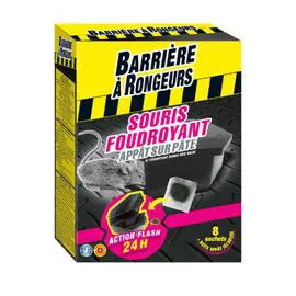 BARRONGEUR Anti souris foudroyant - appât sur pâte avec boîte appât intégrée BARRIERE A RONGEURS 8x10g