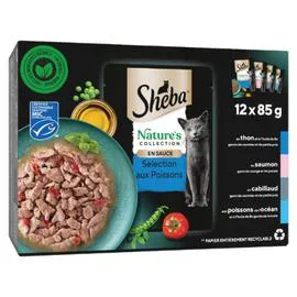 SHEBA Pâtée pour chat Adulte en sauce aux poissons 1,02kg