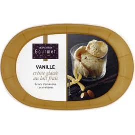 MONOPRIX GOURMET Crème glacée à la vanille et éclats d'amandes caramélisées 282g