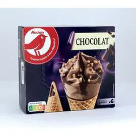 AUCHAN Cône glacé chocolat 445g