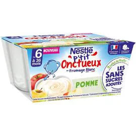 NESTLÉ, P'TIT BRASSÉ Dessert - P'tit Onctueux Pomme - 6mois 4x90g