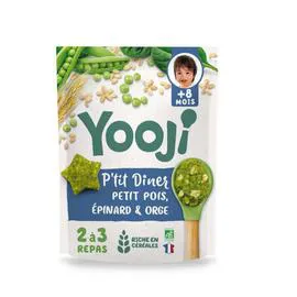 YOOJI Portions de P'tit diner Petit pois, épinards et orge Bio et surgelées dès 8 mois 300g