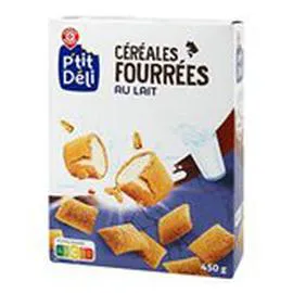 MARQUE REPÈRE, P'TIT DÉLI Céréales fourrées Au lait 450g
