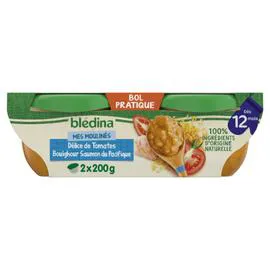 BLÉDINA Plat bébé dès 12 mois délice de tomates boulghour saumon 2x200g
