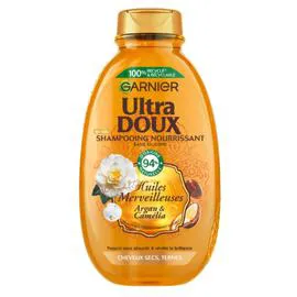 GARNIER, ULTRA DOUX Shampoing Baume Nourissant Cheveux Secs Huiles Merveilleuses Argan & Camélia 300ml