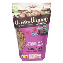CHARLES VIGNON Céréales muesli croustillant superfruits Bio 375g
