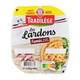 MARQUE REPÈRE, TRADILÈGE Lardons supérieurs Fumés maxi format 2x200g