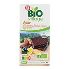 MARQUE REPÈRE, BIO VILLAGE Chocolat noir Citron gingembre Bio 100g