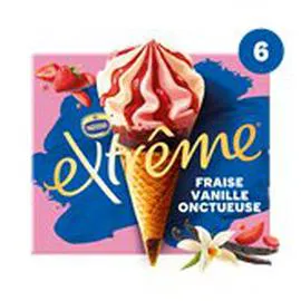 NESTLÉ, EXTRÊME Glace Cône Vanille Fraise x6 426g