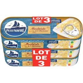 PETIT NAVIRE Maquereaux moutarde 3x169g