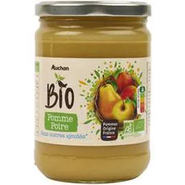 AUCHAN BIO Purée pomme poire sans sucres ajoutés en bocal 580g
