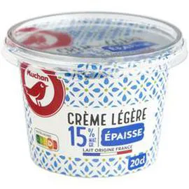 AUCHAN Crème fraiche épaisse légère 15% MG 20cl