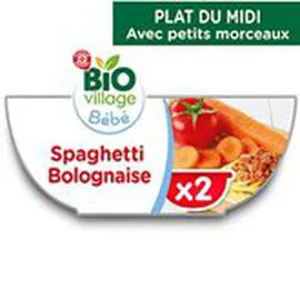 MARQUE REPÈRE, BIO VILLAGE Bol Spaghetti 8mois Bio Bolognaise 2x200g