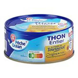 MARQUE REPÈRE, PÊCHE OCÉAN Thon entier Huile de tournesol 160g