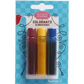 AUCHAN Colorants alimentaires 3 couleurs 3x6ml