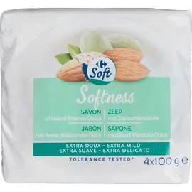 CARREFOUR SOFT Savon extra doux huile d'amande douce 4x100g