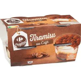 CARREFOUR ORIGINAL Dessert Tiramisu au café 4x90g