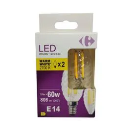 CARREFOUR Ampoule LED Fil flamme - 60W - E14 l'unité