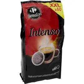 CARREFOUR SENSATION Café dosettes compatibles Senseo Intenso x60 420g