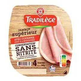  Jambon supérieur Tradilège Sans nitrite 4 tranches 160g