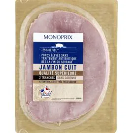 MONOPRIX Jambon découenné réduit en sel 80g