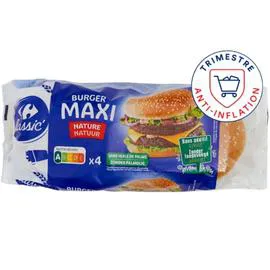 CARREFOUR CLASSIC' Pains spéciaux Burger Maxi nature 4x82,5g