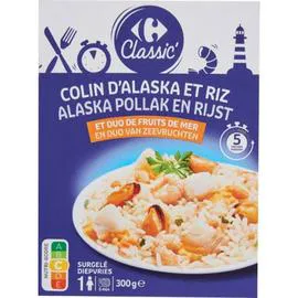 CARREFOUR CLASSIC' Plat cuisiné Colin riz & fruits de mer 300g