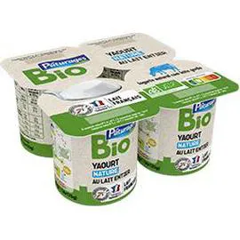 PÂTURAGES BIO Yaourt nature au lait entier BIO 4x125g