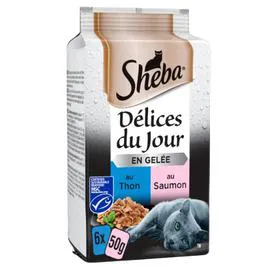 SHEBA Pâtée pour chat en gelée aux poissons 6x50g