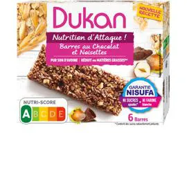 DUKAN Barres son d'avoine chocolat noisette sans sucres ajoutés 6x25g