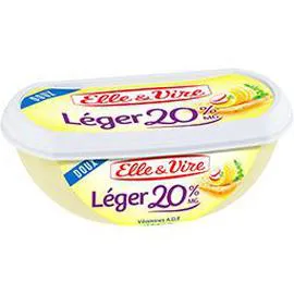 ELLE & VIRE Beurre allégé Doux 20% MG barquette 250g