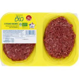 MONOPRIX BIO Steak haché de boeuf façon bouchère 15% mat. gr. Bio 250g