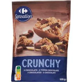 CARREFOUR SENSATION Céréales Crunchy 3 chocolats 500g