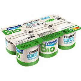 PÂTURAGES BIO Fromage frais nature 3,6% MG BIO 6x60g