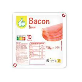 AUCHAN, POUCE Bacon fumé en tranches 100g