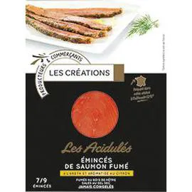 LES CRÉATIONS Les Acidulés émincés de saumon fumé aneth et citron 100g
