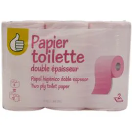 AUCHAN, POUCE Papier toilette rose double épaisseurs x6