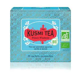 KUSMI TEA Prince Wladimir Thé Noir Bio X20 Sachets Mousseline 40g