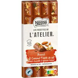 NESTLÉ, LES RECETTES DE L'ATELIER Chocolat au lait muesli amandes caramel salé 170g