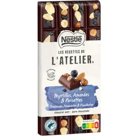 NESTLÉ, LES RECETTES DE L'ATELIER Chocolat noir myrtilles amandes et noisettes 170g