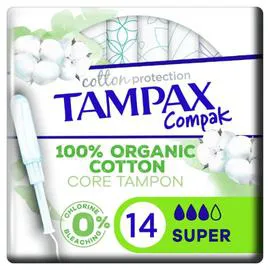 TAMPAX Tampons Compak Coton Protection Super Avec Applicateur x14
