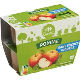 CARREFOUR CLASSIC' Compote pomme s/sucres ajoutés 4x100g