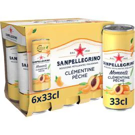 SAN PELLEGRINO, MOMENTI Eau gazeuse aromatisée clémentine pêche 6x33cl