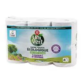 MARQUE REPÈRE, UNI VERT Papier toilette Blanc 3 plis recyclés x6
